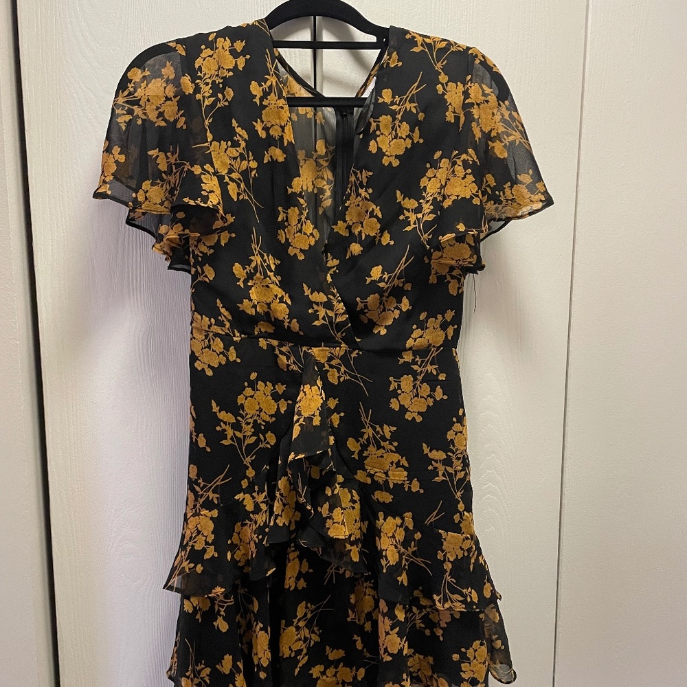 Princess Polly Ina Mini Dress- Black and Orange- Size 8